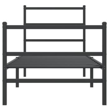 Bettgestell mit Kopf- und Fußteil Metall Schwarz 75x190 cm