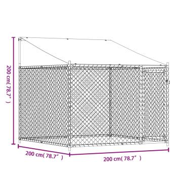 Hundezwinger mit Dach und Tür Grau 2x2x2 m Verzinkter Stahl