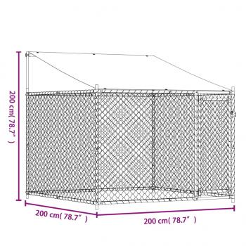 Hundezwinger mit Dach und Tür Grau 2x2x2 m Verzinkter Stahl