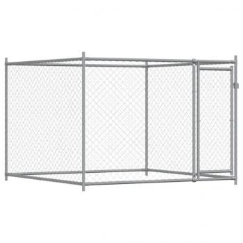 Hundezwinger mit Tür Grau 12x2x1,5 m Verzinkter Stahl