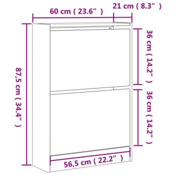 Schuhschrank Sonoma-Eiche 60x21x87,5 cm Holzwerkstoff