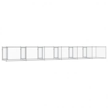 Hundezwinger mit Türen Grau 12x2x1,5 m Verzinkter Stahl