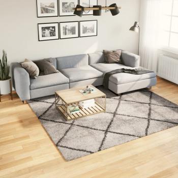 ARDEBO.de - Shaggy-Teppich Hochflor Modern Beige Anthrazit 240x240 cm