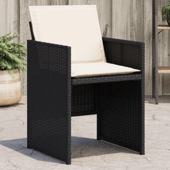 ARDEBO.de - Gartenstühle mit Kissen 4 Stk. Schwarz Poly Rattan