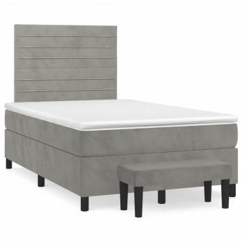 ARDEBO.de - Boxspringbett mit Matratze Hellgrau 120x190 cm Samt
