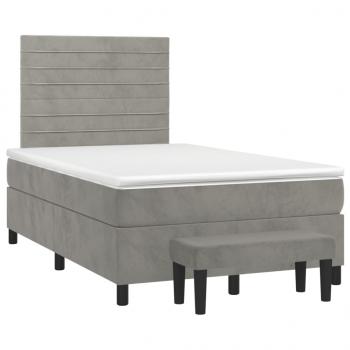 Boxspringbett mit Matratze Hellgrau 120x190 cm Samt