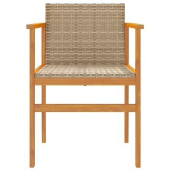 Gartenstühle 2 Stk. Beige Poly Rattan und Massivholz