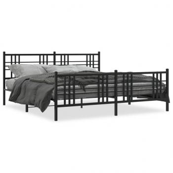ARDEBO.de - Bettgestell mit Kopf- und Fußteil Metall Schwarz 193x203 cm