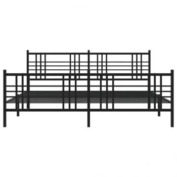 Bettgestell mit Kopf- und Fußteil Metall Schwarz 193x203 cm