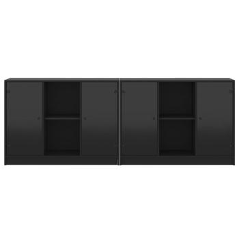 Bücherschrank mit Türen Schwarz 204x37x75 cm Holzwerkstoff