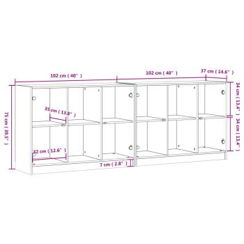 Bücherschrank mit Türen Schwarz 204x37x75 cm Holzwerkstoff