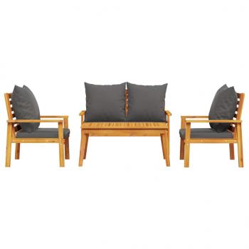 4-tlg. Garten-Lounge-Set mit Kissen Massivholz Akazie