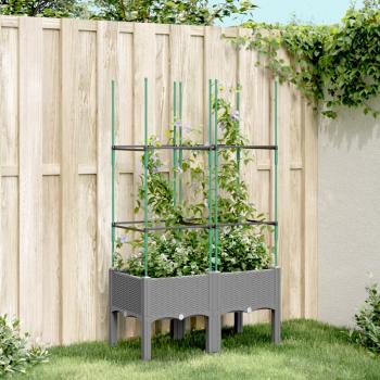 ARDEBO.de - Pflanzkübel mit Rankgitter Hellgrau 80x40x142,5 cm PP