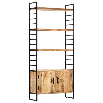 Bücherregal 4 Ebenen 80x30x180 cm Raues Mangoholz