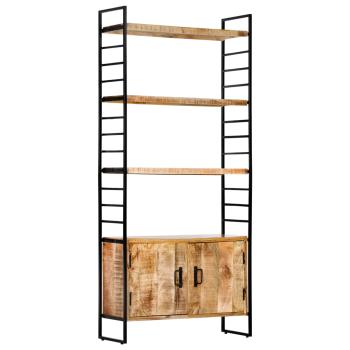 Bücherregal 4 Ebenen 80x30x180 cm Raues Mangoholz