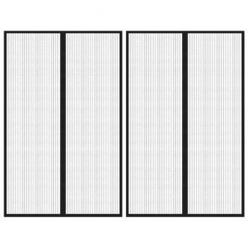ARDEBO.de - Fliegengitter-Türvorhänge 2 Stk. Magnet Schwarz 220x130 cm