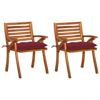 ARDEBO.de - Garten-Essstühle mit Kissen 2 Stk. Massivholz Akazie 