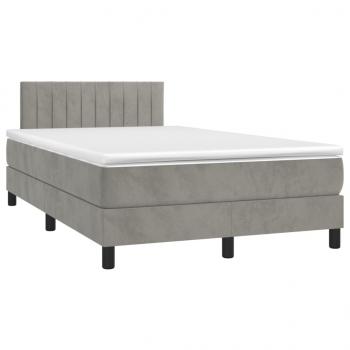 ARDEBO.de - Boxspringbett mit Matratze Hellgrau 120x190 cm Samt