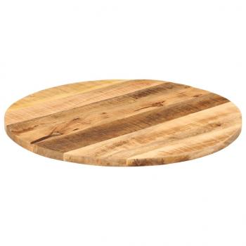 Tischplatte Ø 80x1,5 cm Rund Raues Massives Mangoholz