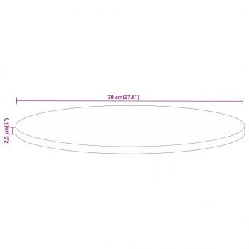 Tischplatte Ø 70x2,5 cm Rund Raues Massives Mangoholz