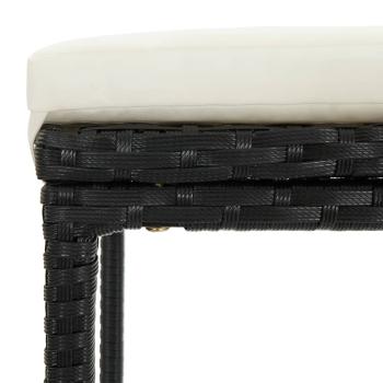 Barhocker mit Kissen 3 Stk. Schwarz Poly Rattan