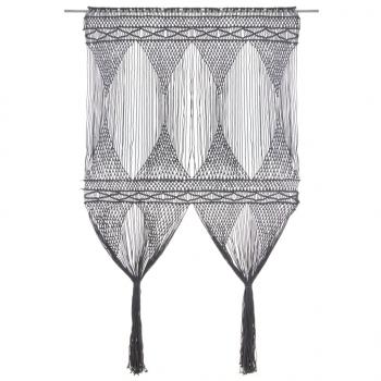 ARDEBO.de - Makramee Vorhang Anthrazit 140x240 cm Baumwolle