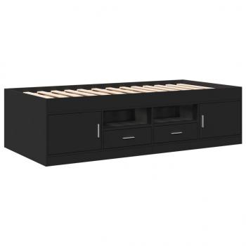 Tagesbett mit Schubladen Schwarz 75x190 cm Holzwerkstoff