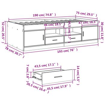 Tagesbett mit Schubladen Schwarz 75x190 cm Holzwerkstoff