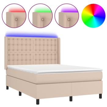 Boxspringbett mit Matratze & LED Cappuccino-Braun 140x190cm
