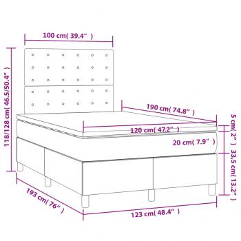 Boxspringbett mit Matratze Dunkelgrau 120x190 cm Stoff