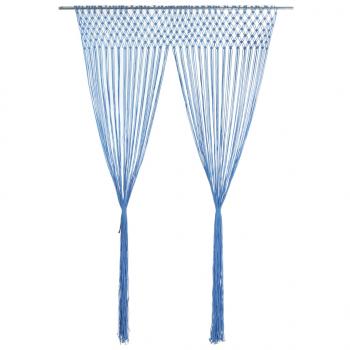 ARDEBO.de - Makramee Vorhang Blau 140x240 cm Baumwolle