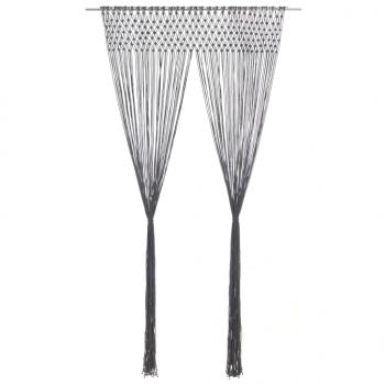 ARDEBO.de - Makramee Vorhang Anthrazit 140x240 cm Baumwolle