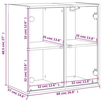 Wandschrank mit Glastüren Weiß 68x37x68,5 cm