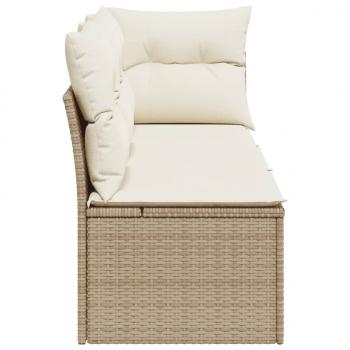 Gartensofa mit Kissen 3-Sitzer Beige Poly Rattan