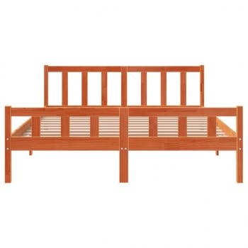 Massivholzbett ohne Matratze Wachsbraun 150x200 cm Kiefernholz