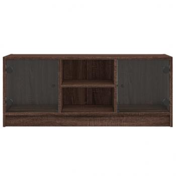 TV-Schrank mit Glastüren Braun Eichen-Optik 102x37x42 cm