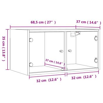 Wandschrank mit Glastüren Sonoma-Eiche 68,5x37x35 cm