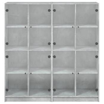Bücherschrank mit Türen Betongrau 136x37x142 cm Holzwerkstoff