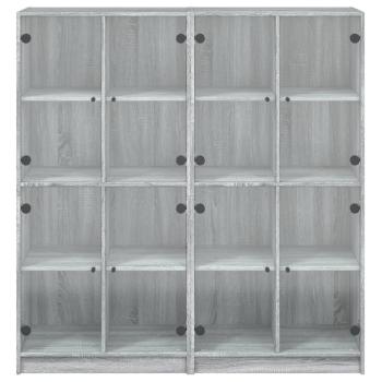 Bücherschrank mit Türen Grau Sonoma 136x37x142 cm Holzwerkstoff