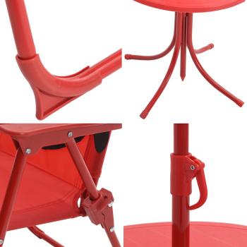 3-tlg. Garten-Bistro-Set für Kinder mit Sonnenschirm Rot