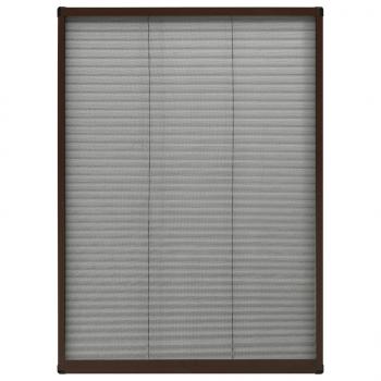 Insektenschutz-Plissee für Fenster Aluminium Braun 80x120 cm