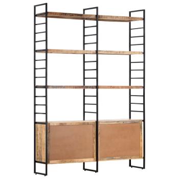 Bücherregal 4 Ebenen 124x30x180 cm Raues Mangoholz