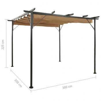Pergola mit Ausziehbarem Dach Taupe 3x3 m Stahl 180 g/m²