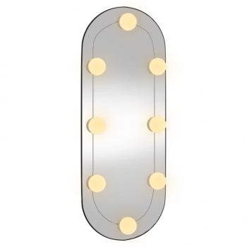 Wandspiegel mit LED-Leuchten 20x50 cm Glas Oval