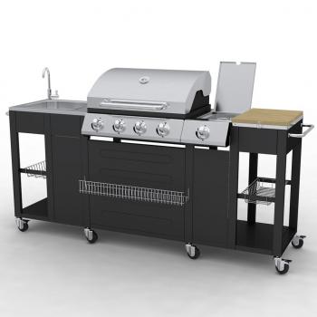 ARDEBO.de - Gasgrill mit 4+1 Flammen Schwarz