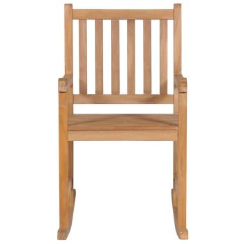 Schaukelstuhl mit Weinrotem Kissen Massivholz Teak