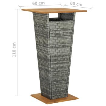 5-tlg. Gartenbar-Set mit Kissen Poly Rattan Grau