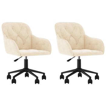 Esszimmerstühle 2 Stk. Drehbar Creme Samt