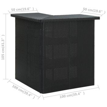 4-tlg. Gartenbar-Set mit Kissen Poly Rattan Schwarz