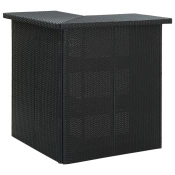 4-tlg. Gartenbar-Set mit Kissen Poly Rattan Schwarz